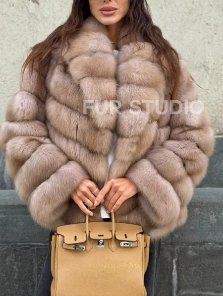 Шуба из куницы в цвете тор-тор - фото 1