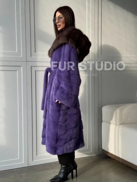 Фиолетовая норковая шуба - фото 13