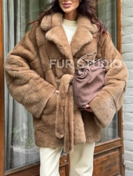 Полушубок норковый (бежевый) - фото 2