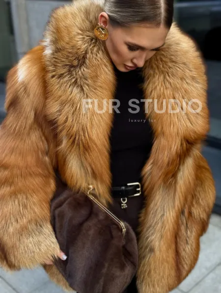 Шуба из лисы - рыжая - фото 0