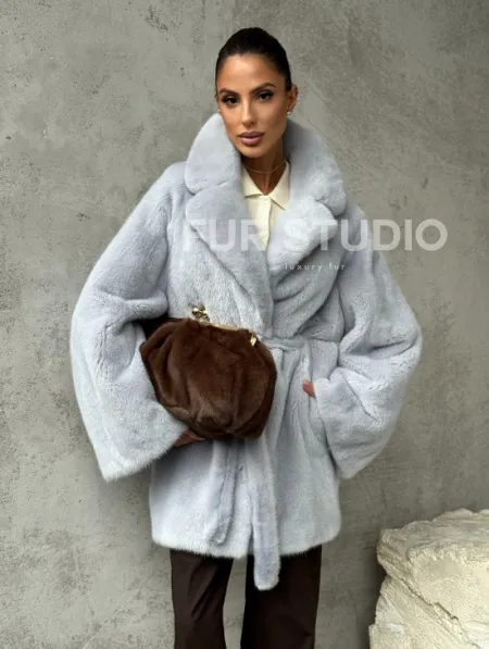 Полушубок из голубой норки - фото 7