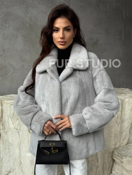 Голубая норковая шуба - фото 9