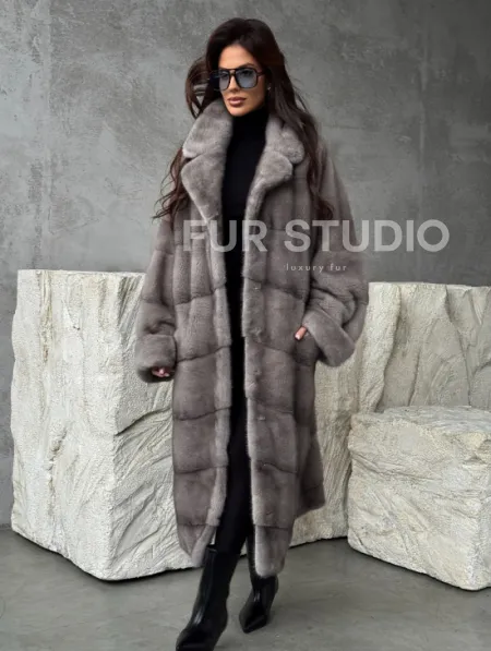 Серая норковая шуба oversize - фото 9