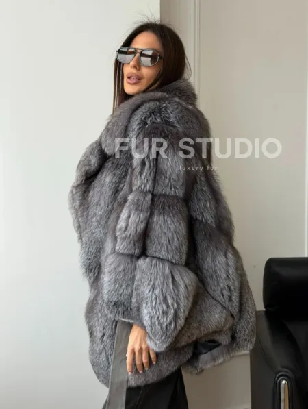 Шуба - пончо из лисы - фото 10