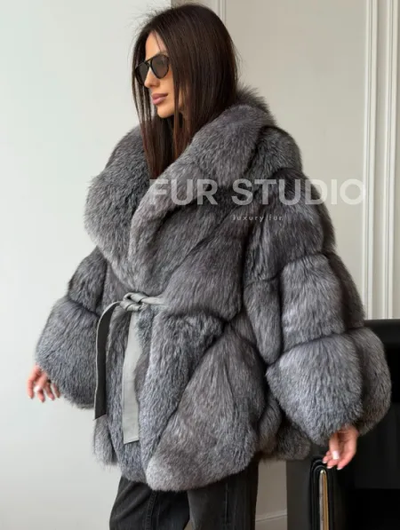 Шуба - пончо из лисы - фото 3