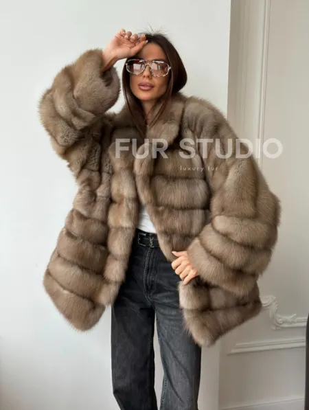 Шуба оверсайз из куницы - фото 12