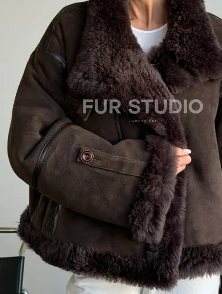 Женская двухсторонняя дубленка - фото 1