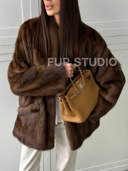 Норковая шуба под куницу (лесная норка) - фото 2