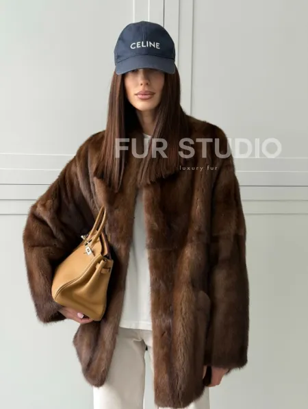 Норковая шуба под куницу (лесная норка) - фото 14