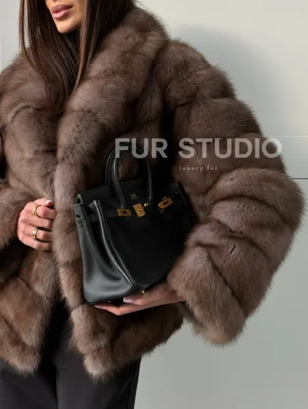 Куртка из куницы - воротник шаль - фото 2