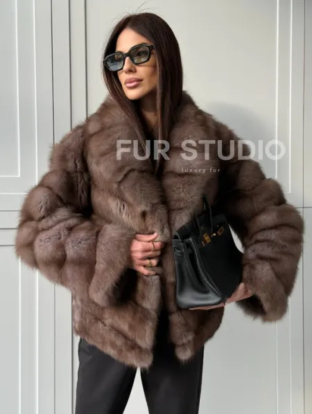 Куртка из куницы - воротник шаль - фото 9