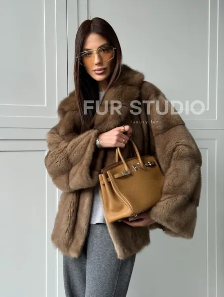 Куртка из меха норки - воротник куница - фото 20