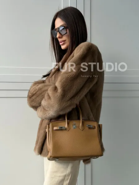 Женский норковый полушубок пастель - фото 10