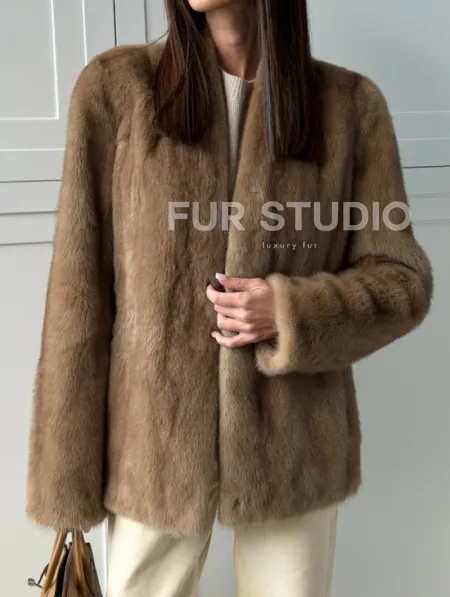 Женский норковый полушубок пастель - фото 5