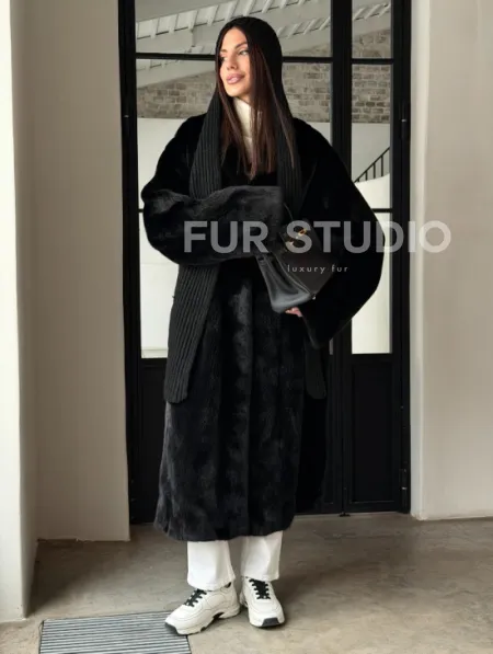 Шуба норка Blackglama V-образный ворот - фото 18