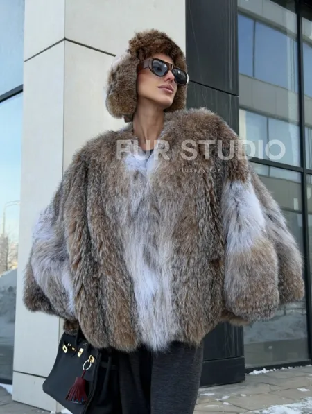 Шуба - летучка из меха рыси - фото 16