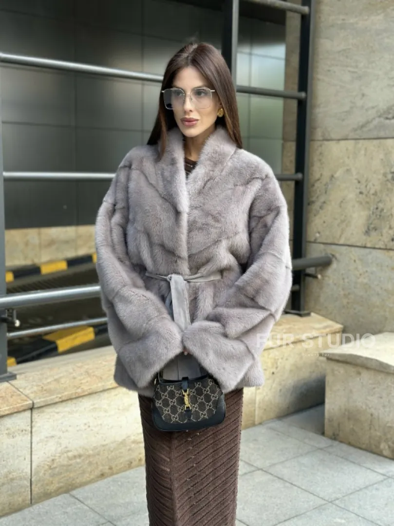 Шуба норковая дымчато-серого цвета - фото 3