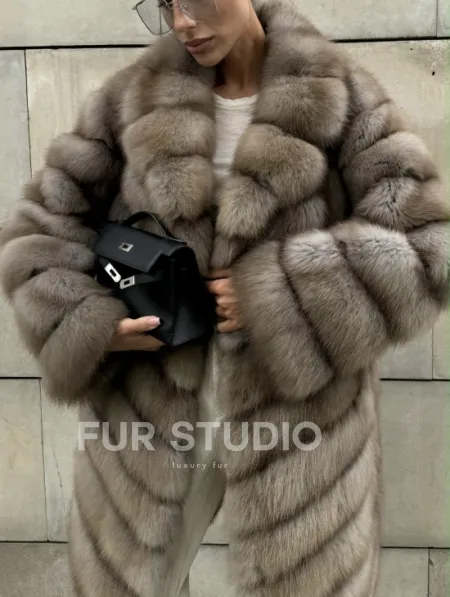 Шуба из куницы женская - цвет тор-тор - фото 1