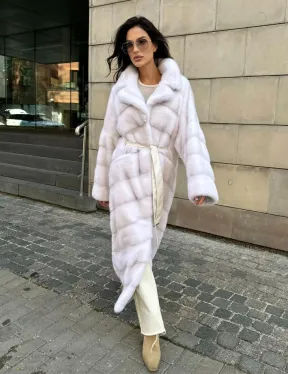 Норковая шуба с английским воротником - цвет колотый лед - фото 10