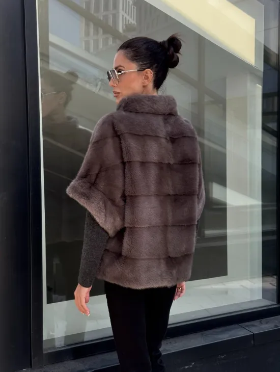 Норковый жилет/пуховик 2в1 - цвет капучино - фото 3