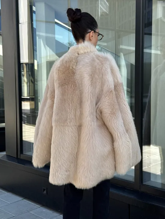 Женская двухсторонняя дубленка-шуба из меха итальянской тосканы - фото 10