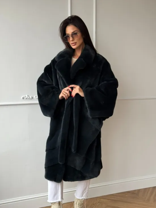 Шуба норковая фасон кимоно паркет из меха аукционной норки Kopenhagen Fur - фото 9