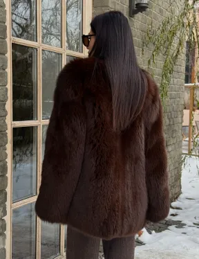 Шуба из меха песца цельные пластины Brown - фото 7