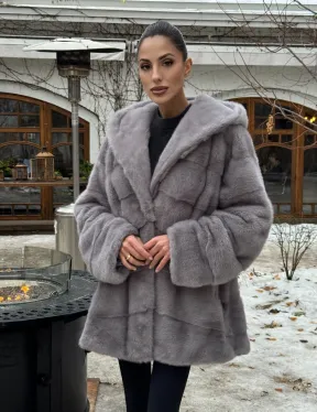 Полушубок норковый с капюшоном - фото 12