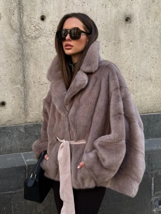 Автоледи из норки под пояс, фасон 