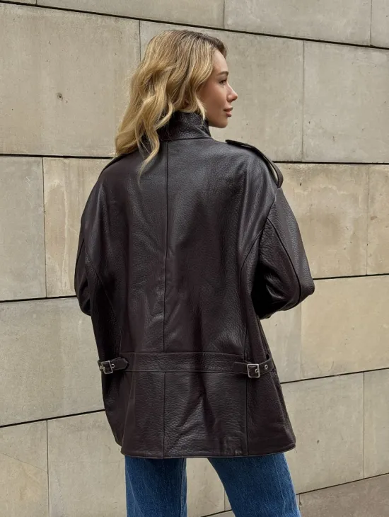 Кутка - бомбер оверсайз из натуральной кожи в стиле Y2K - фото 6