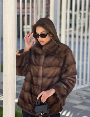 Шуба из соболиной норки с воротником стойка - фото 3