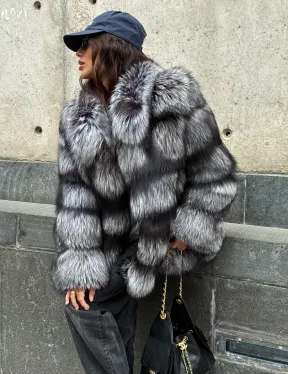 Шуба из чернобурки воротник стойка - фото 3