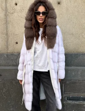 Шуба норковая  - капюшон куница - фото 8