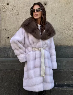 Шуба норковая  - капюшон куница - фото 10