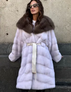 Шуба норковая  - капюшон куница - фото 4