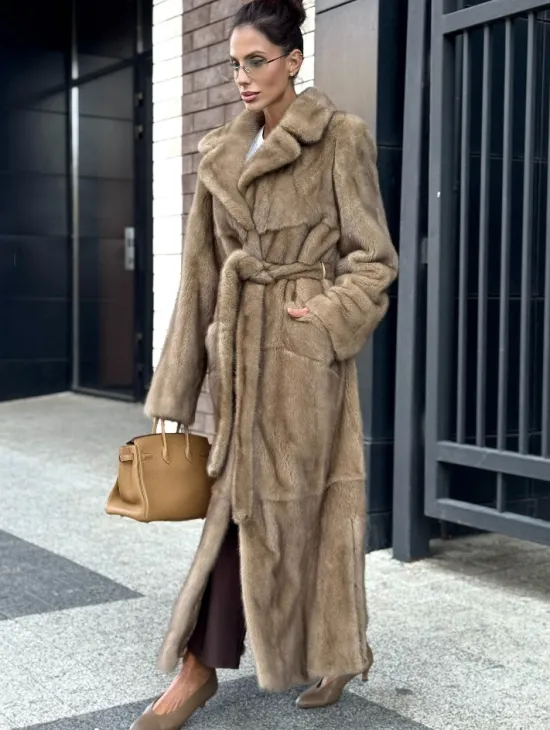 Женская длинная норковая шуба Pastel - фото 5