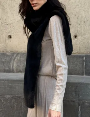 Черная норковая манишка - фото 1