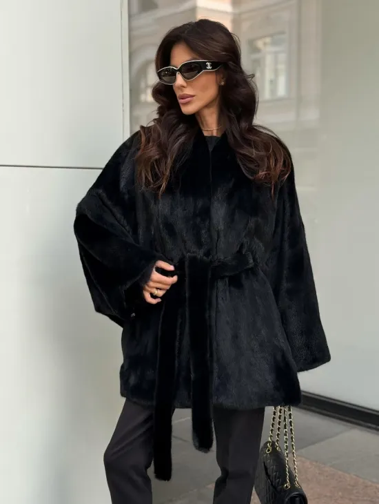 Черная шуба из аукционного меха норки SAGA FURS - фото 7
