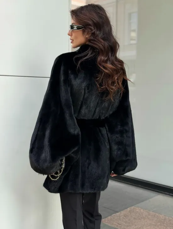 Черная шуба из аукционного меха норки SAGA FURS - фото 3