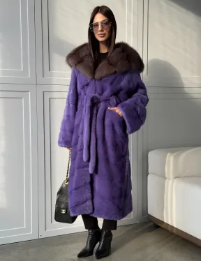 Фиолетовая норковая шуба - фото 14