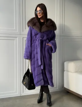 Фиолетовая норковая шуба - фото 15