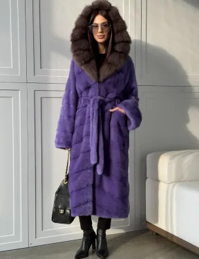Фиолетовая норковая шуба - фото 8