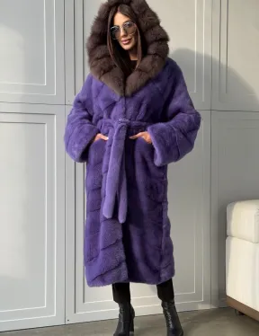 Фиолетовая норковая шуба - фото 5