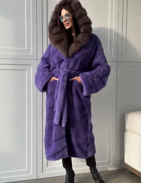 Фиолетовая норковая шуба - фото 6