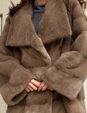 Норковая шуба бежевая - фото 2