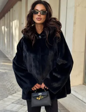 Шуба куртка из норки - черная - фото 0