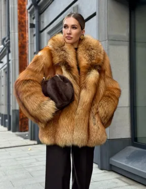 Шуба из лисы - рыжая - фото 17