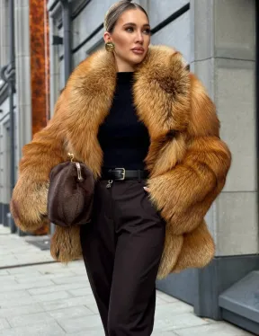 Шуба из лисы - рыжая - фото 7