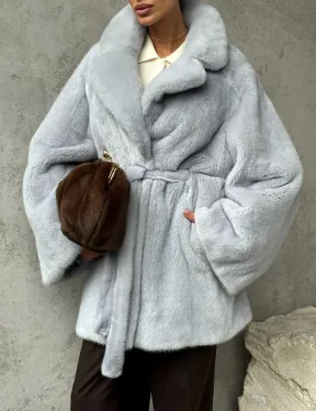 Полушубок из голубой норки - фото 1