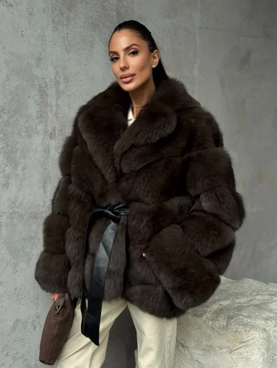 Шуба из песца под соболь - фото 0